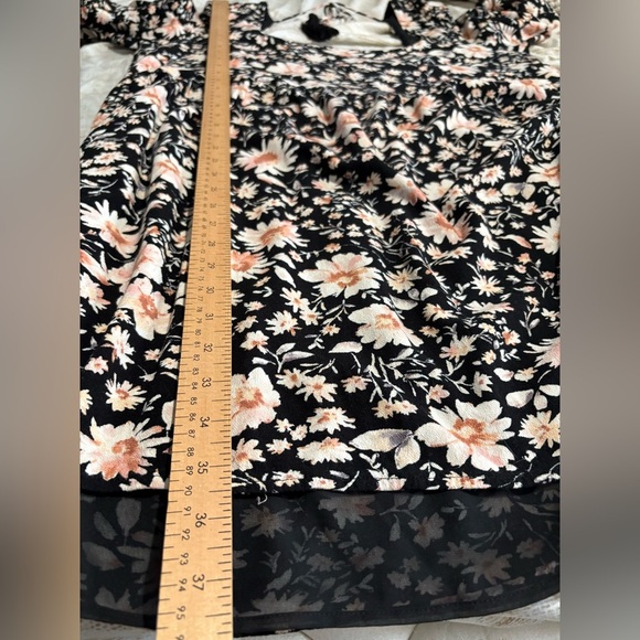 American Eagle XXL floral baby doll puff sleeve mini dress black pink plus size - Picture 10 of 14